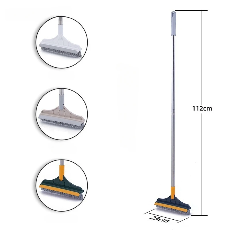 Floor Scrub Brush 2 in 1 Cleaning Brush Long Handle Detachable Wiper Magic Broom Brush Scraper Tile Kitchen Cleaning Tool