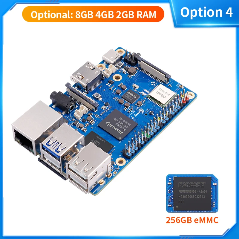 Quad-Core, 64 bits, WiFi, BLE Gigabit, SBC,