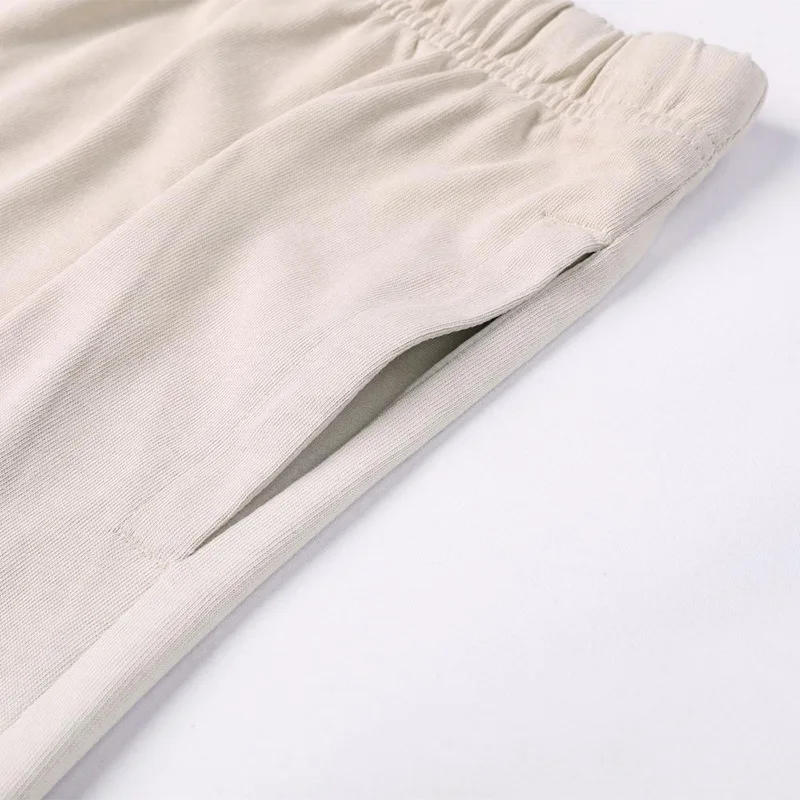 Men's Summer 100% Cotton Soft Loose Shorts Casual Jogging Sport Gym Fitness Short Pants Long Drawstring Cord Shorts with Pockets