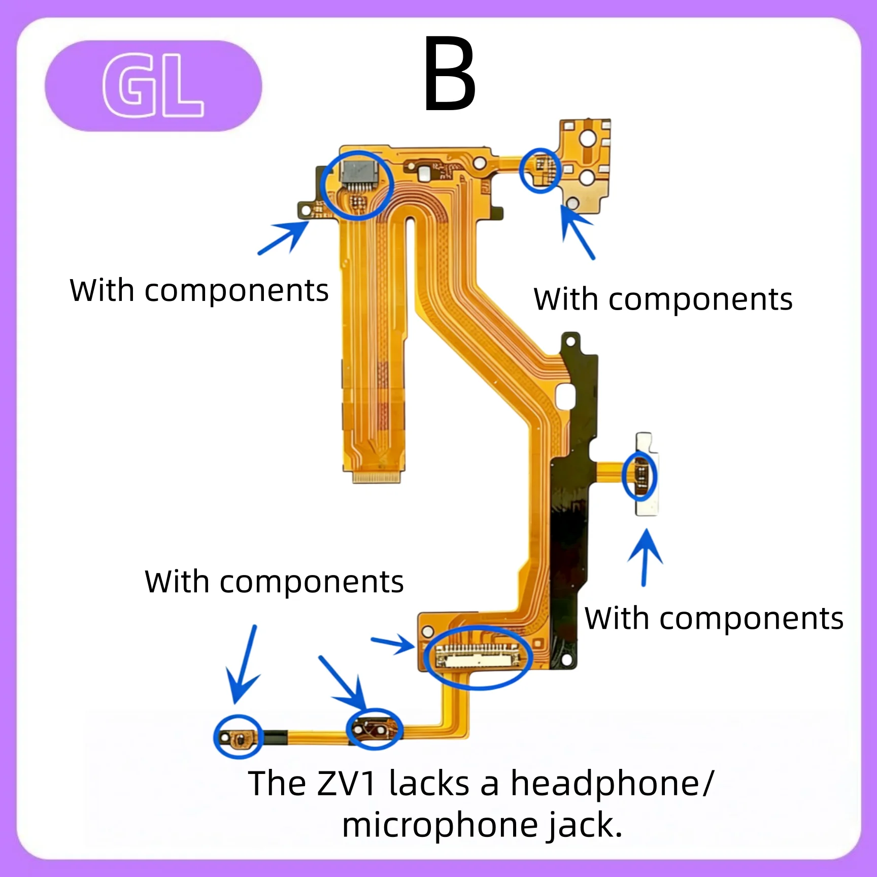 카메라 ZV-E10, ZVE10, ZV1, ZV-1용; 후면 커버 플렉스 케이블, 대형 디스플레이 플렉스 케이블(부품 포함)