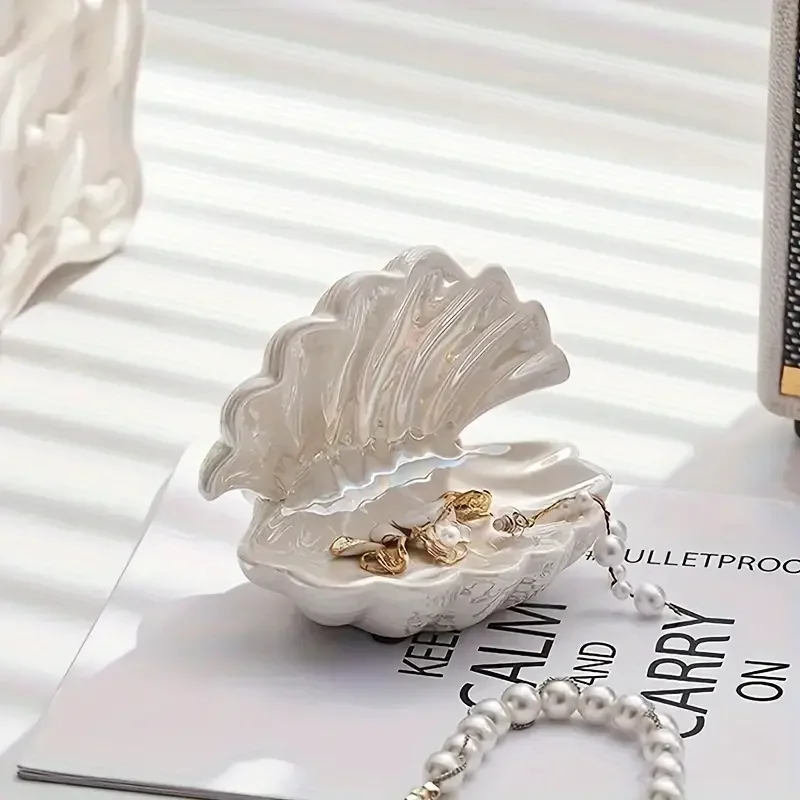 Creative Mini Ceramic Shell Jewelry Storage Tray Jewelry Necklace Display Desktop Jewelry Birthday Gift for Friends 4