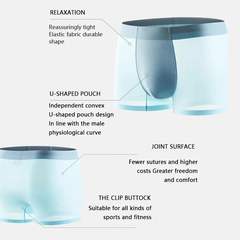 men's boxers Ice silk men's underwear summer thin quick-drying boxer shorts head plus size boys' shorts with gift box oversized 4