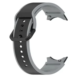 Seamless Silicone Sports Watch Band Bracelet for Watch 7 6 5 4 44mm (Black grey)