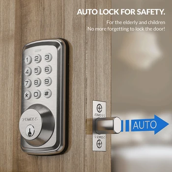 ZOMOSS Smart Keypad Door Lock,Digital Code Keyless Entry With Anti-Peeking Password, Auto Lock, And Easy Installation 4