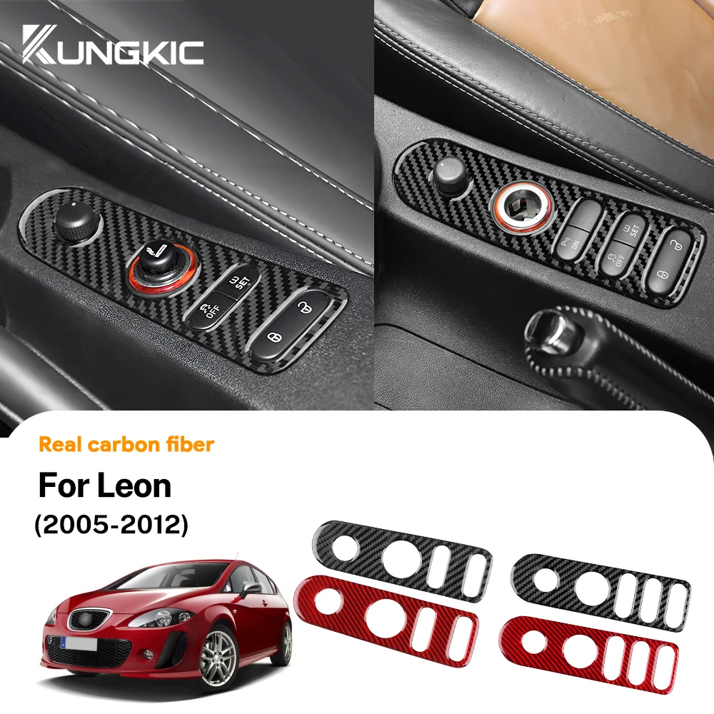 Real Carbon Fiber Sticker For Seat Leon Altea For Toledo 2005-2009 LHD RHD Car Door Lock Gear