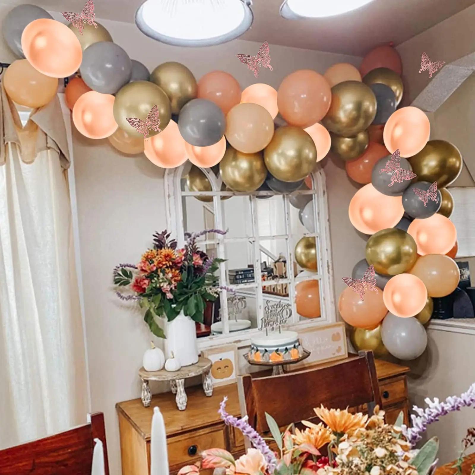 Ballons avec confettis en arc rose blanc argent, 122 pièces, ensemble  guirxiété pour fête préChristophe filles anniversaire fête de Léon décor de  mariage - AliExpress