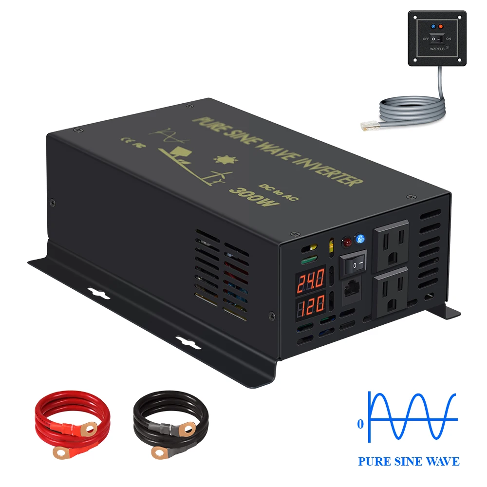 

300W Car Pure Sine Wave Inverter 12V 220V Voltage Transformer 24V 48V 96V DC to 230V AC Power Supply With Wired remote control