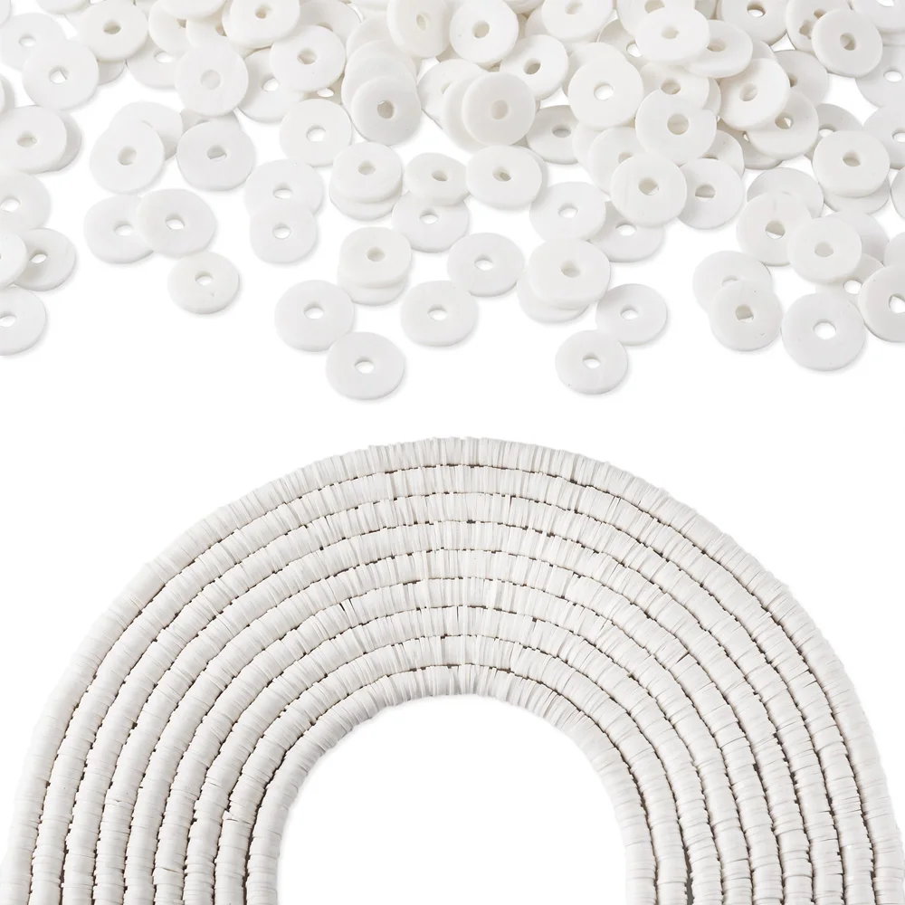 10 Strand Flat Round Handmade Polymer Clay Bead 3/4/5/6/8mm Spacers Loose Bead for jewelry DIY making bracelet necklace Decor