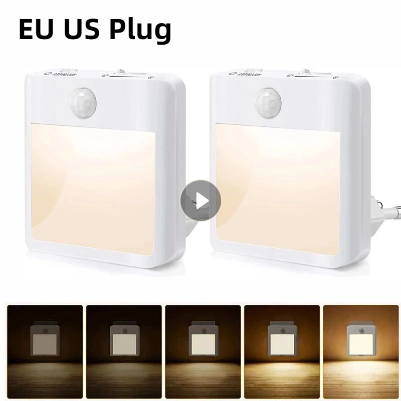 Motion Sensor LED Night Lights EU Plug Dimmable Light For Baby