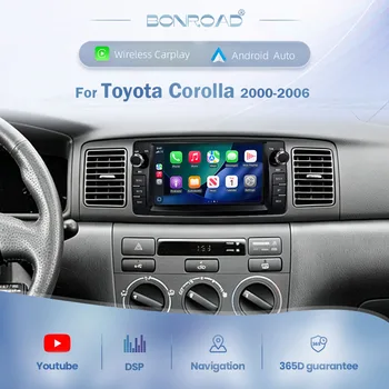 Radio de coche BONROAD de 7 pulgadas para Toyota Corolla altis E120 2000-2006 BYD F3 2006-2013, reproductor multimedia de vídeo para coche con Carplay inalámbrico, pantalla táctil Android, RDS, DSP, Mirrorlink 1