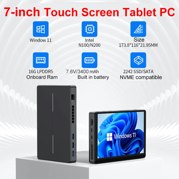 Szbox-タッチスクリーン付きポータブルミニPC,Windows 11, 16GB