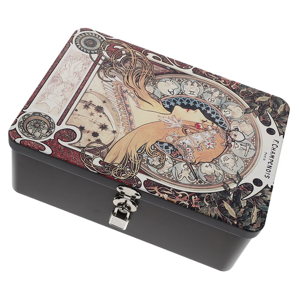 

Tinplate Storage Box Lockable Small Cash Holder Tin with Lock Decorative Tinplate Storage Box Metal Deposit Cash Holder Tin