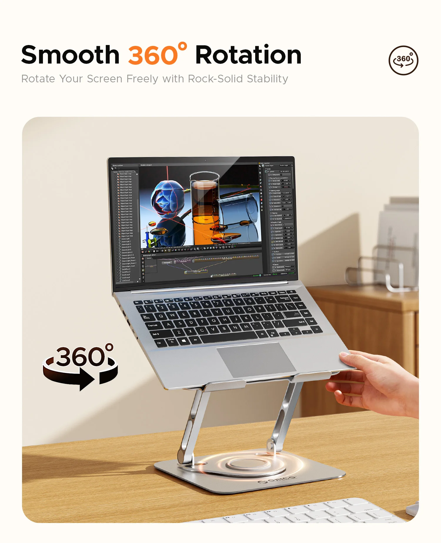 ORICO 접이식 노트북 스탠드 알루미늄 합금 360도 조절 가능한 노트북 스탠드 최대 17인치 노트북 접이식 데스크탑 지지대