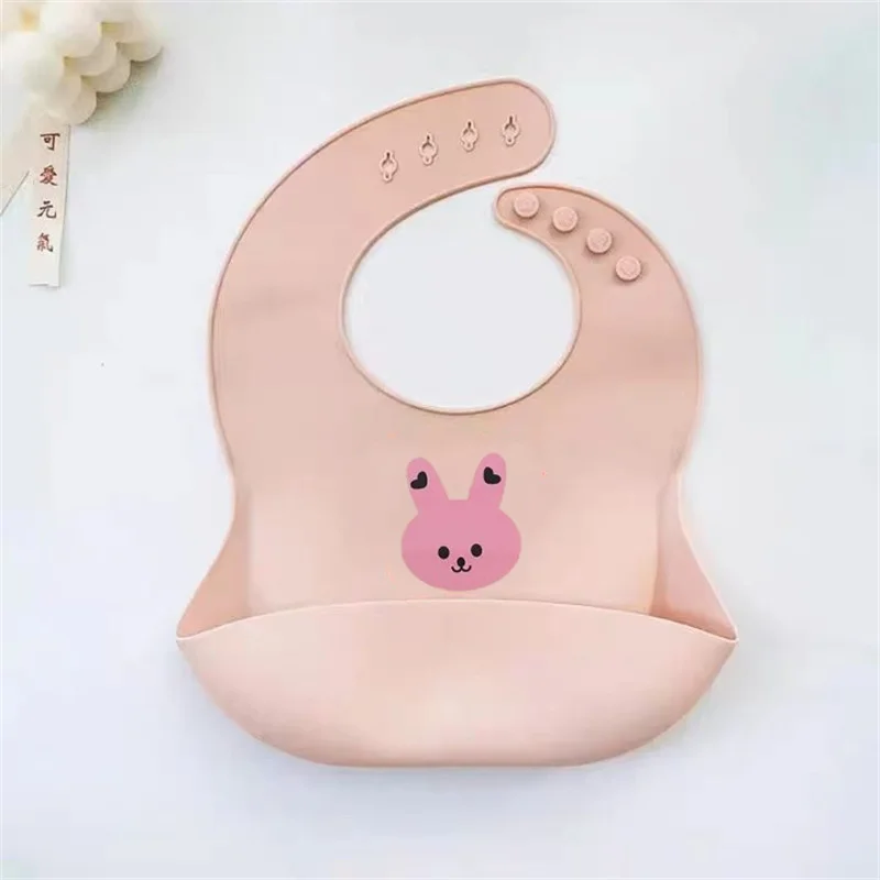Baby Bibs Print Waterproof Silicone Baby Feeding Stuff Cute Kids Toddler Adjustable Children Bib Wet-proof Clothing In Winter