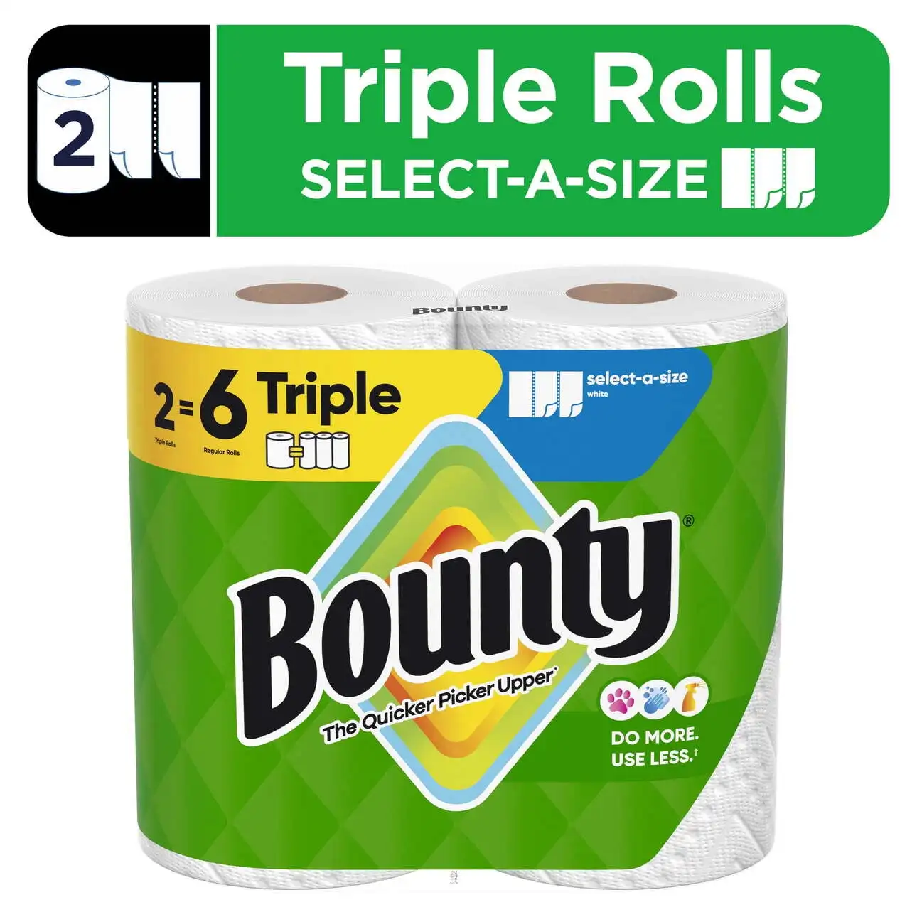 Paper Towels Select-A-Size White 2 Triple Rolls 123 Sheets Per Roll Each Sheet Has A Durable Diamond Texture