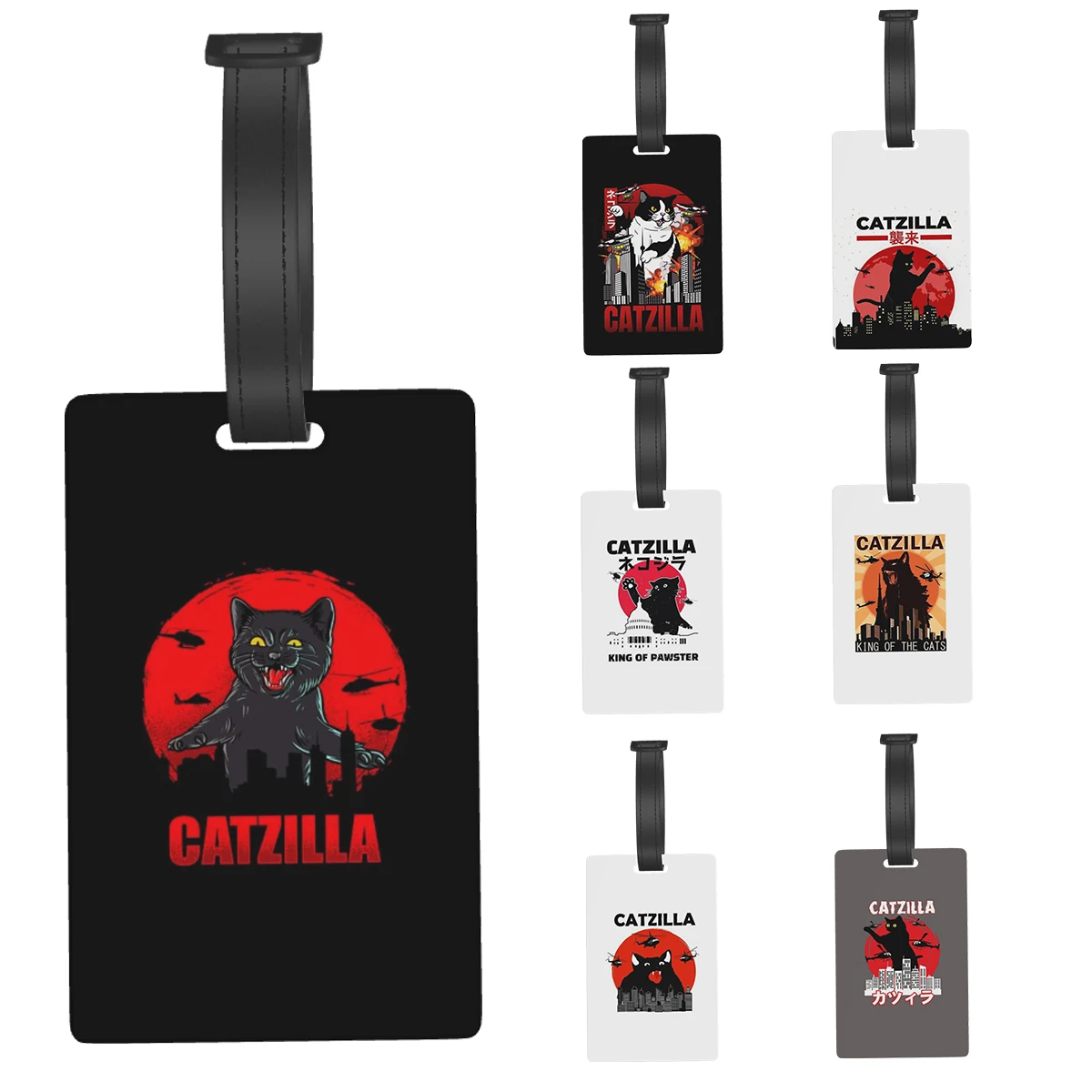 

Винтажные бирки для багажа Catzilla Sunset, кошки, любимые, ПВХ, для багажа, аксессуары для путешествий, бирка, портативный держатель для этикеток, ID имя, адрес
