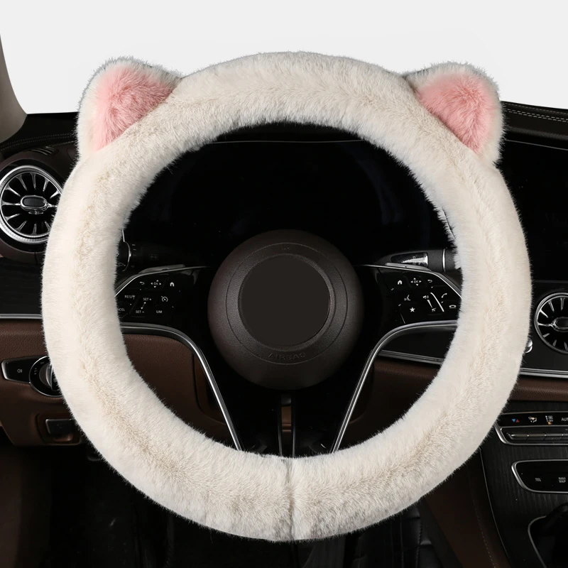 Coprivolante Universale Antiscivolo a Forma di Orecchie di Gatto, Copertura Protettiva Invernale in Peluche Caldo 38CM, Carino Rosa Forma O D - Image 4