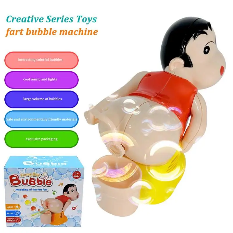 

Funny Farting Blow Bubble Kids Soap Electric Machine Music Light Toys Fully-Automatic Water Blowing Plaything For Children Favor