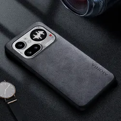 Premium Luxury PU Leather Retro Business Phone Case - Solid Color Cover for Phone 4A Pro (GRAY)