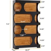 71" Tall Bookcase Set of 2, 4-Tier S-Shaped Bookshelf, Wood Decorative Storage Shelving, Modern Freestanding Display Shelves 2
