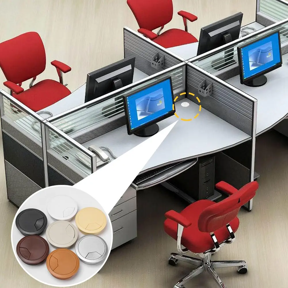 60/80mm Desk Table Plastic Cable Hole Cover PC Computer Desk Round Wire Tidy Grommet