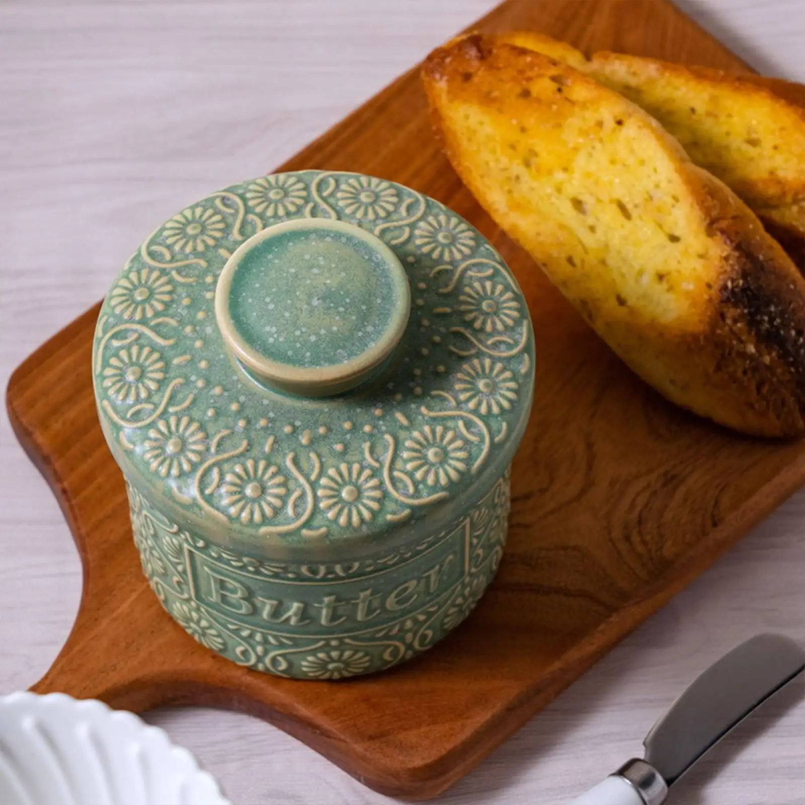 Butter Crock Ceramic with Lid French Butter Dish for Fresh Spreadable