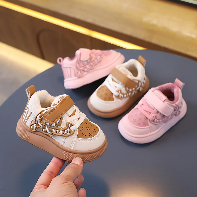 

2023 New Girls Cotton Shoes Children Plush Thickened Anti-skid Shoes Boys Warm Sports Shoes Baby Soft Comfortable Winter Sneaker