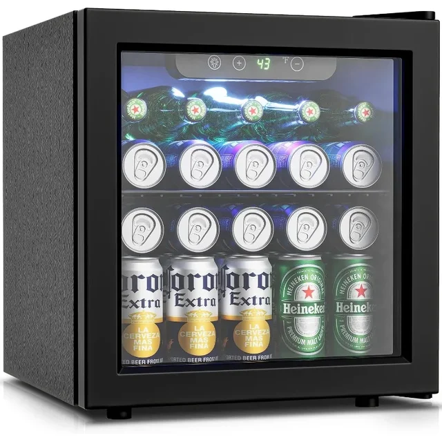 Beverage Refrigerator Cooler - 12 Bottle 50 Can Mini Fridge with Glass Door, Soda Wine Beer Drink Fridge - Small Refrigerator 1