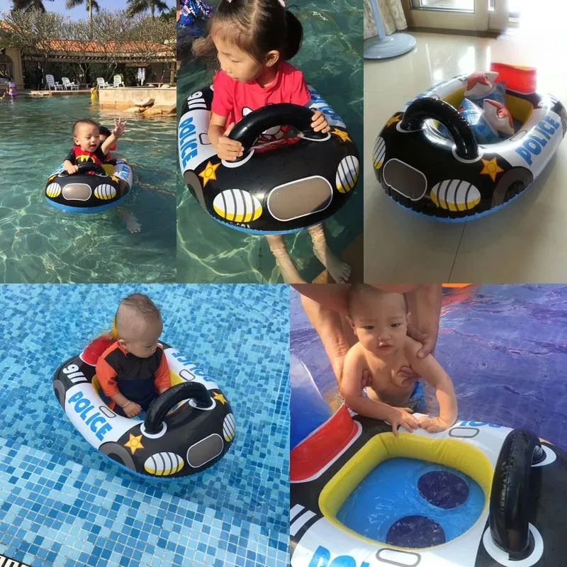Swimming Float Seat Inflatable Water Toys Cartoon Police Car Baby Swimming Float Seat Boat Summer Outdoor Pool Swim Ring Inflatable Water Equipment swimming pool float,swimming float seat,inflatable water pad