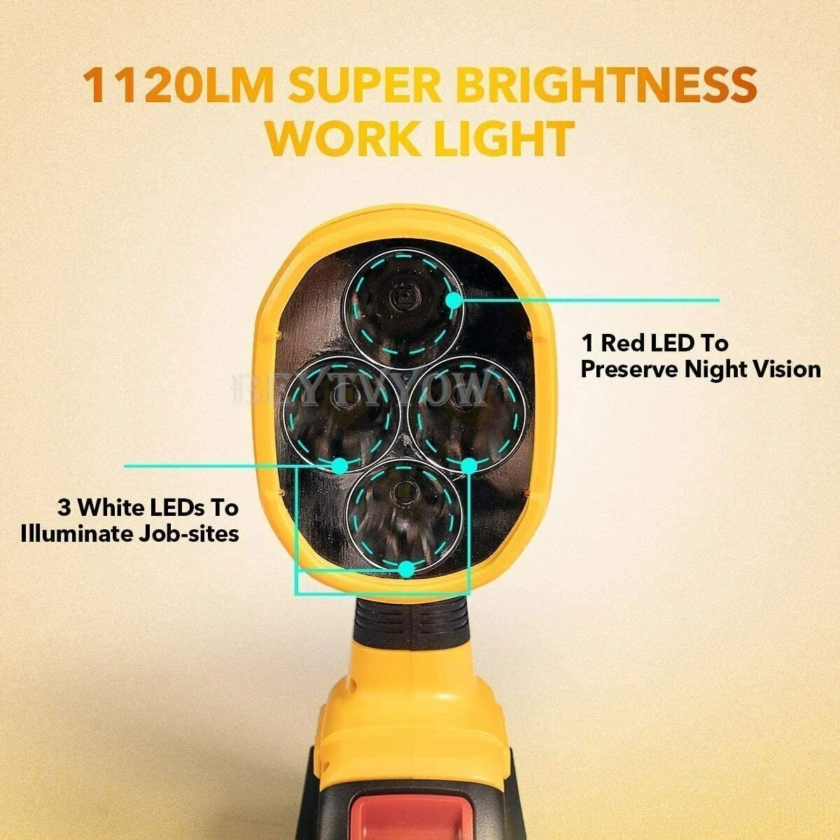 1120LM Flashlight LED Work Light For DeWalt 20V MAX XR Li-Ion Battery with USB P