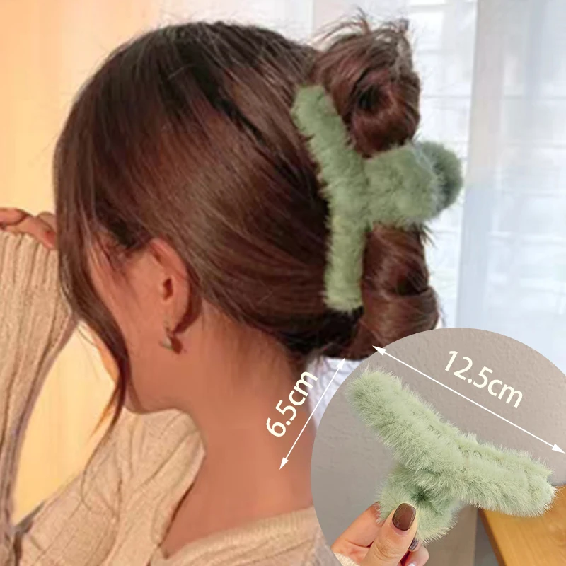17KM Korea Plush Hairpins Warm Autumn Winter Hair Clips for Women Shark Plus Size Hair Claws Trendy Fashion Hair Accessories New