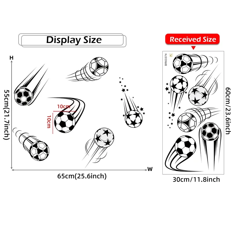 Wall Stickers Luminous Wall Stickers Vinyl Decal Stickers 6pcs Different Style Flying Football Soccer with Trace Stars Wall Stickers for Boy Bedroom Living Room Nursery Wall Decals Decor
