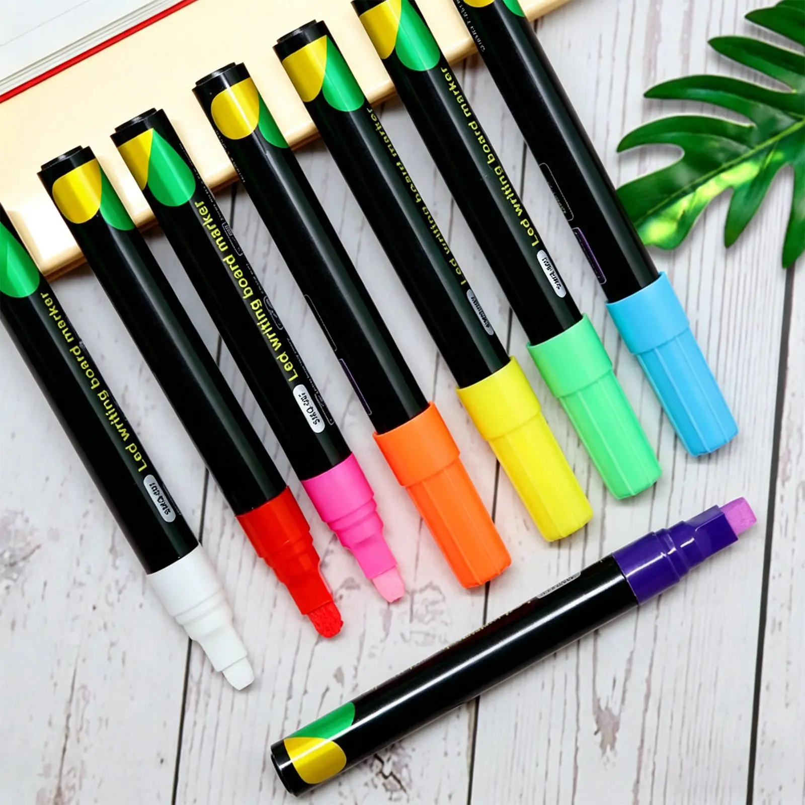 8Pcs 형광 마커 펜 프리미엄 액체 잉크 밝은 색상 화이트 보드 칠판 형광펜 그리기 문구