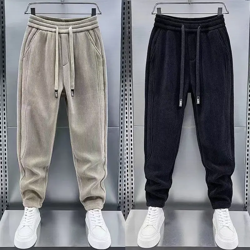 Autumn Winter Casual Pants Elastic Waist Harem Pants for Men's Fashion Sports Corduroy Fleece Joggers Baggy Trousers casual pants sports pants casual sports pants corduroy pants
