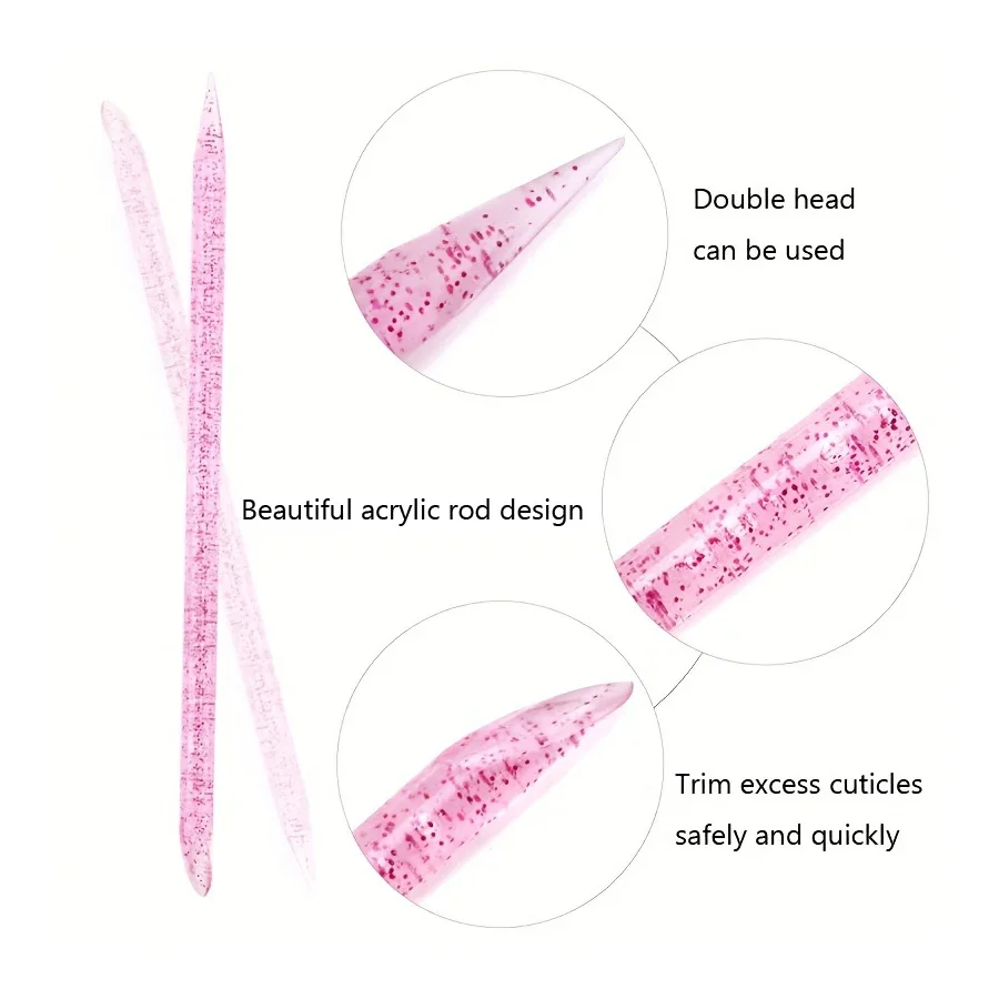 Reusable Crystal Stick Double End Nail Art Cuticle Pusher Cuticle Remover Tool Pedicure Care Nails Manicures Tools 10/50/100Pcs