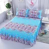 Bed Sheet Set Flower Bedspread - Non-Slip Bed Dress Sheet for King/Queen Size (1.5M/1.8M/2M) Beds Soft Home Bedding Cover 1