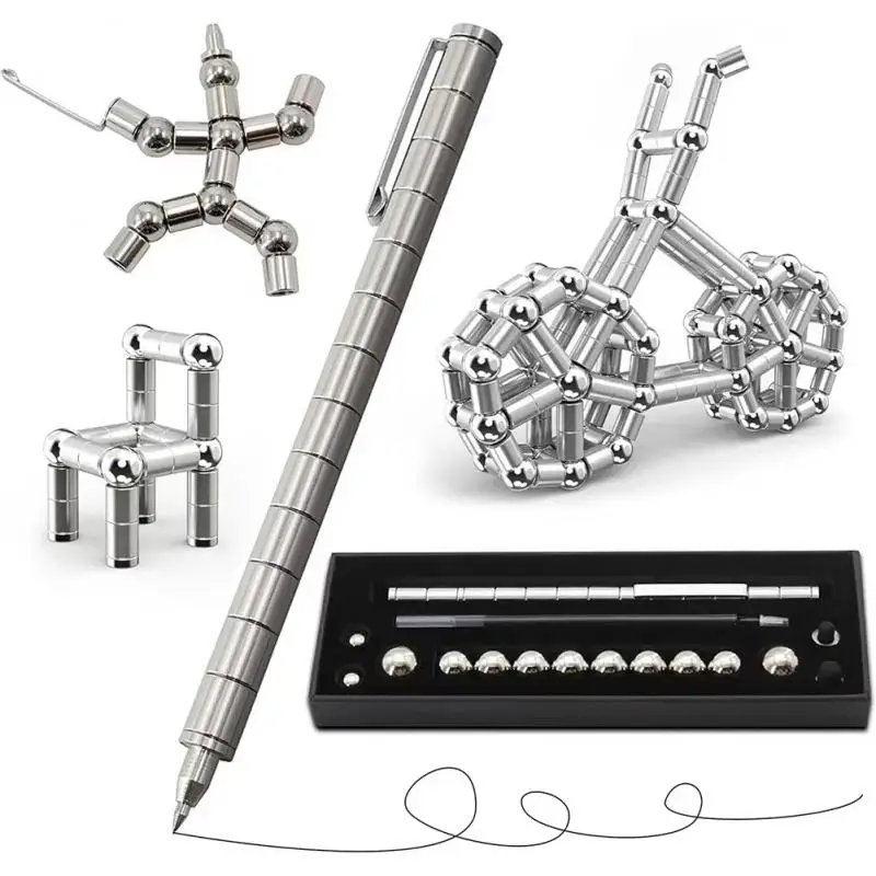 Magnetic Multi Function Pen Novel Student Decompression 0.5mm Black Ballpoint Pen Student Writing Supplies
