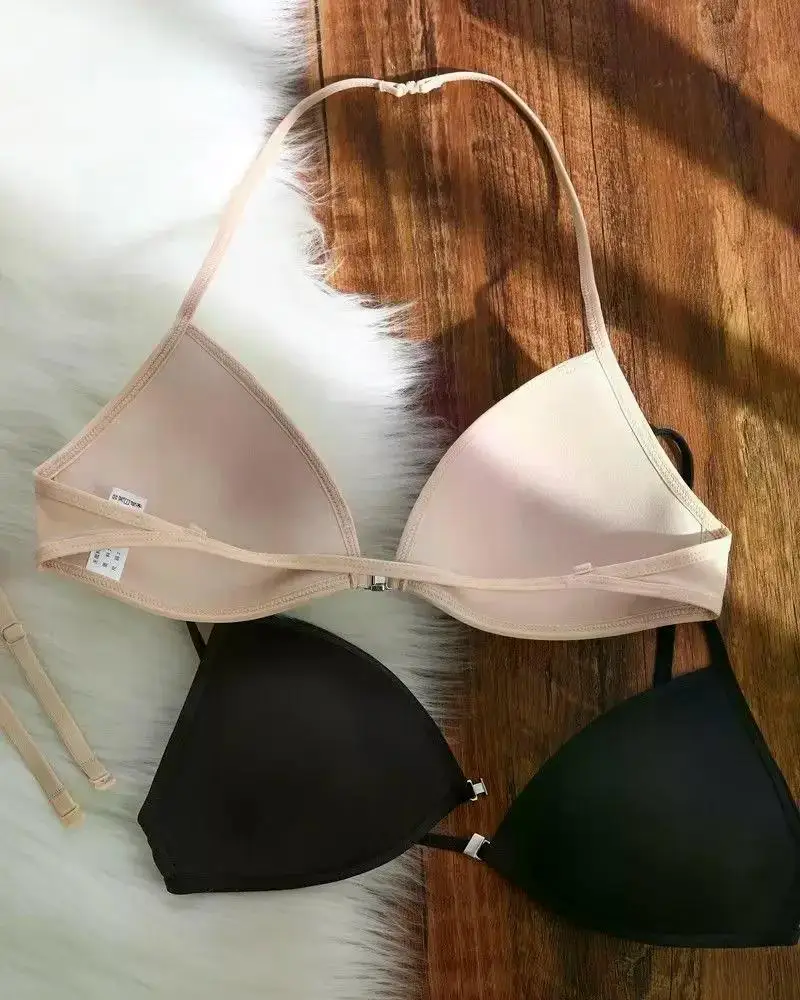 Description Picture 5 of itemSexy Thin Seamless Bras Women Triangle Cup Underwear Female Beauty Back Front Buckle Bra Cross Straps Tops Lingerie New