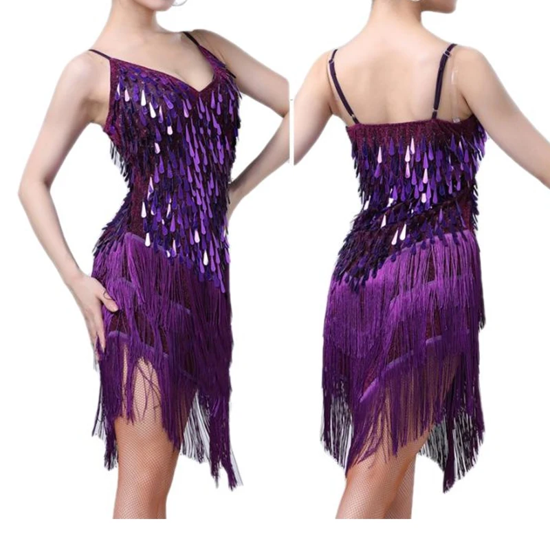 Latijnse Dansjurk Voor Dames - Glitter Franjesjurk Salsa Tango Rumba Samba, Flapper Stijl
