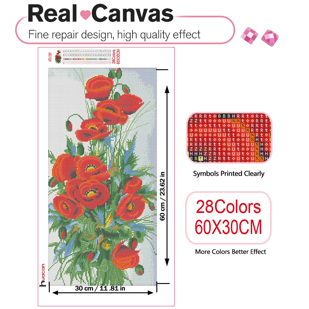 Diamond Painting Kits Full Drill Flower Wall Stickers Mosaic Poppy Flower Decorations For Home