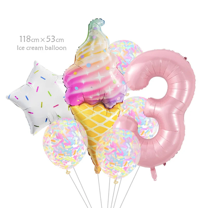 8-teiliges Donut-Eiscreme-Stern-Ballon-Set aus buntem Papier, Konfetti-Ballon-Set für Babyparty, Mädchen-Donut-Geburtstagsparty-Dekorationen – Detail 10