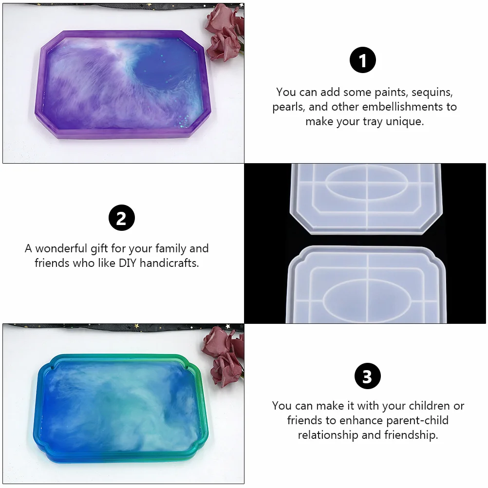 2pcs Silicone Resin Tray Molds Silicone Snack Platter Mold Jewelry Tray Epoxy Resin Mold for DIY Diy Plate Mould