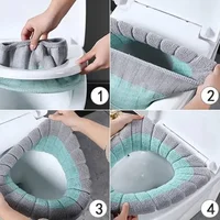 Universal Toilet Seat Cover Winter Warm Soft Seat Mat O-shaped Fleece Pad Bathroom Seat Cushion with Handle Bathroom Accessories 6