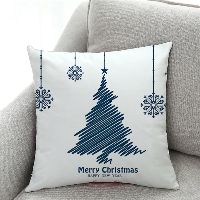 

Christmas Pillowcase Holiday Decoration Throw Pillow Home Sofa Cushion Cover Christmas Snowflake Print Pillowcase Letter Cushion