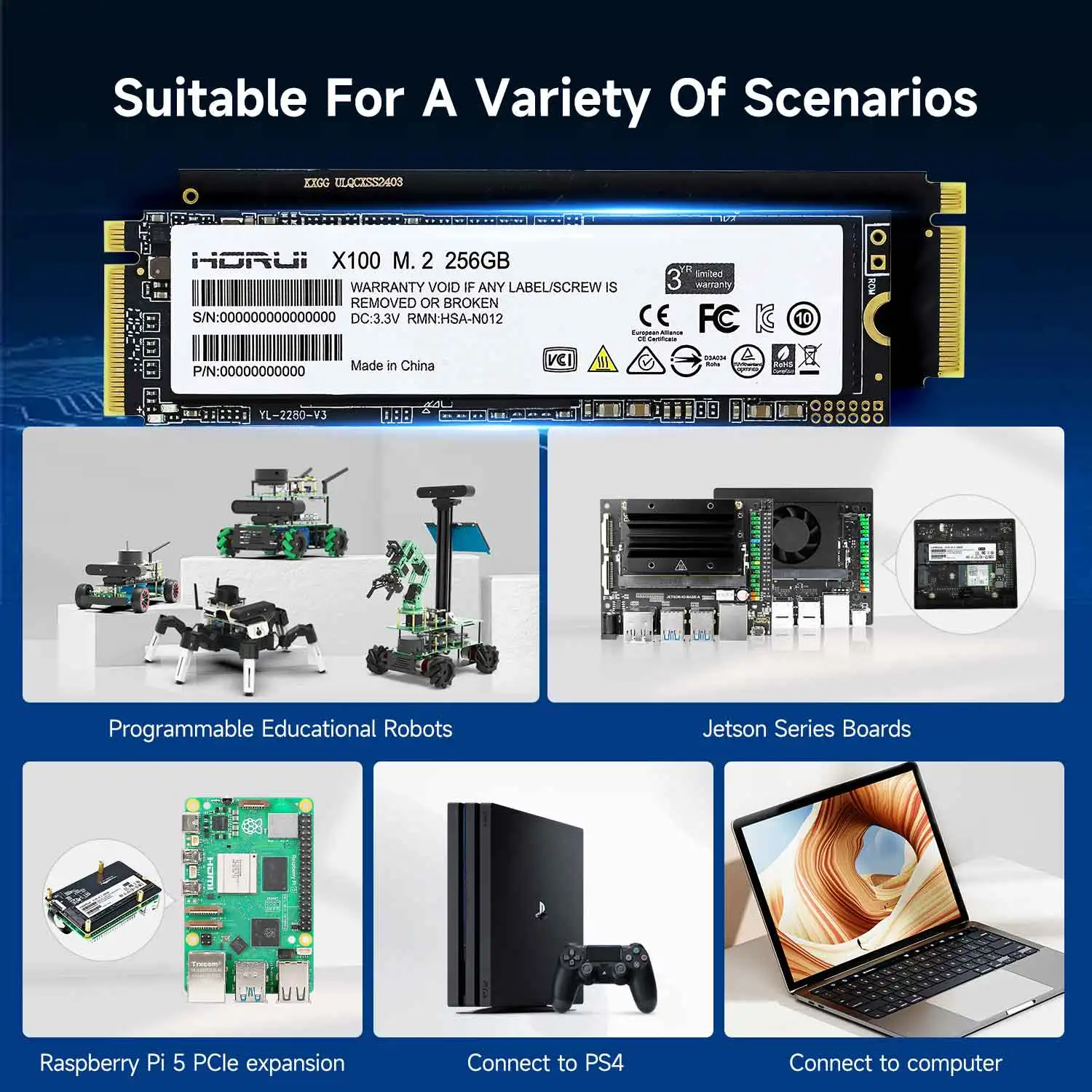 SSD Solid State Drive 256G M.2 PCle 3.0 Interface NVMe Protocol Fast Tead And Write for Jetson Raspberry Pi Board Laptop Desktop