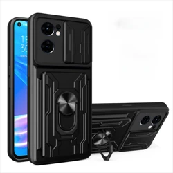 Rotating Car Mount Magnetic Ring Card Slot Holder Phone Case - OPPO F21 Pro 4G (Black)