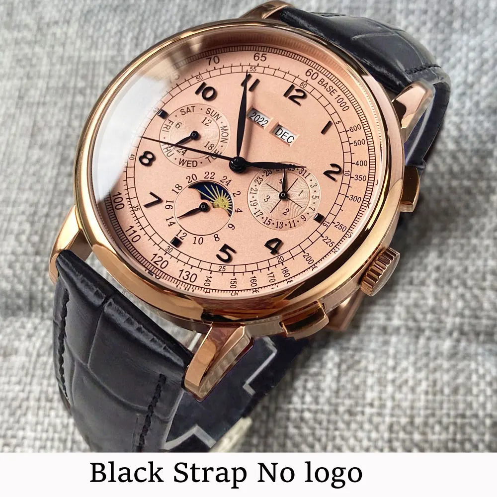 42mm Rel&oacute;gio De Pulso Autom&aacute;tico Est&eacute;ril Da Fase Da Lua Data Dia M&ecirc;s