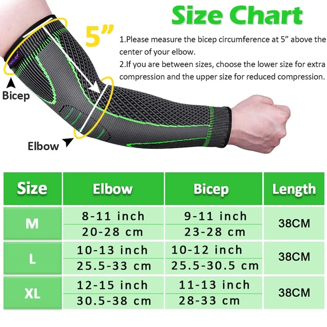 Sports Arm Compression Sleeves Anti-Slip Elbow Support Youth Adult Cycling Basketball Football Volleyball Baseball Tennis Golf 6