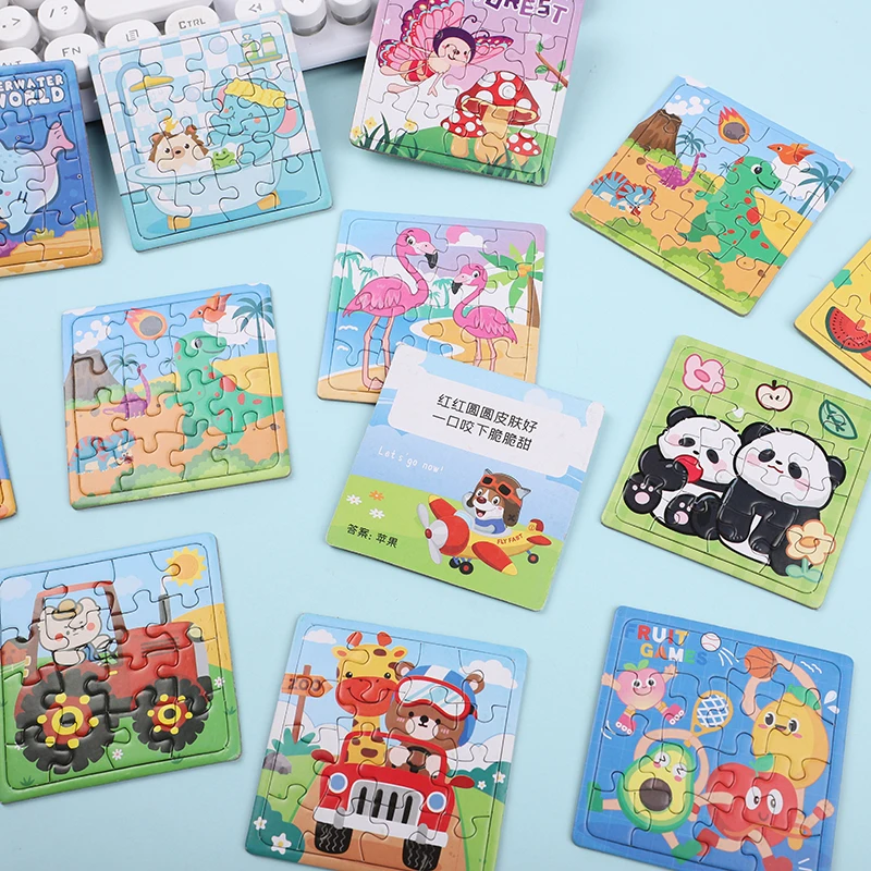 10/20Pcs Mini Cartoon Animal Puzzles Paper Jigsaw Kids Birthday Party Favors Gift School Rewards Pinata Filler Educational Toys