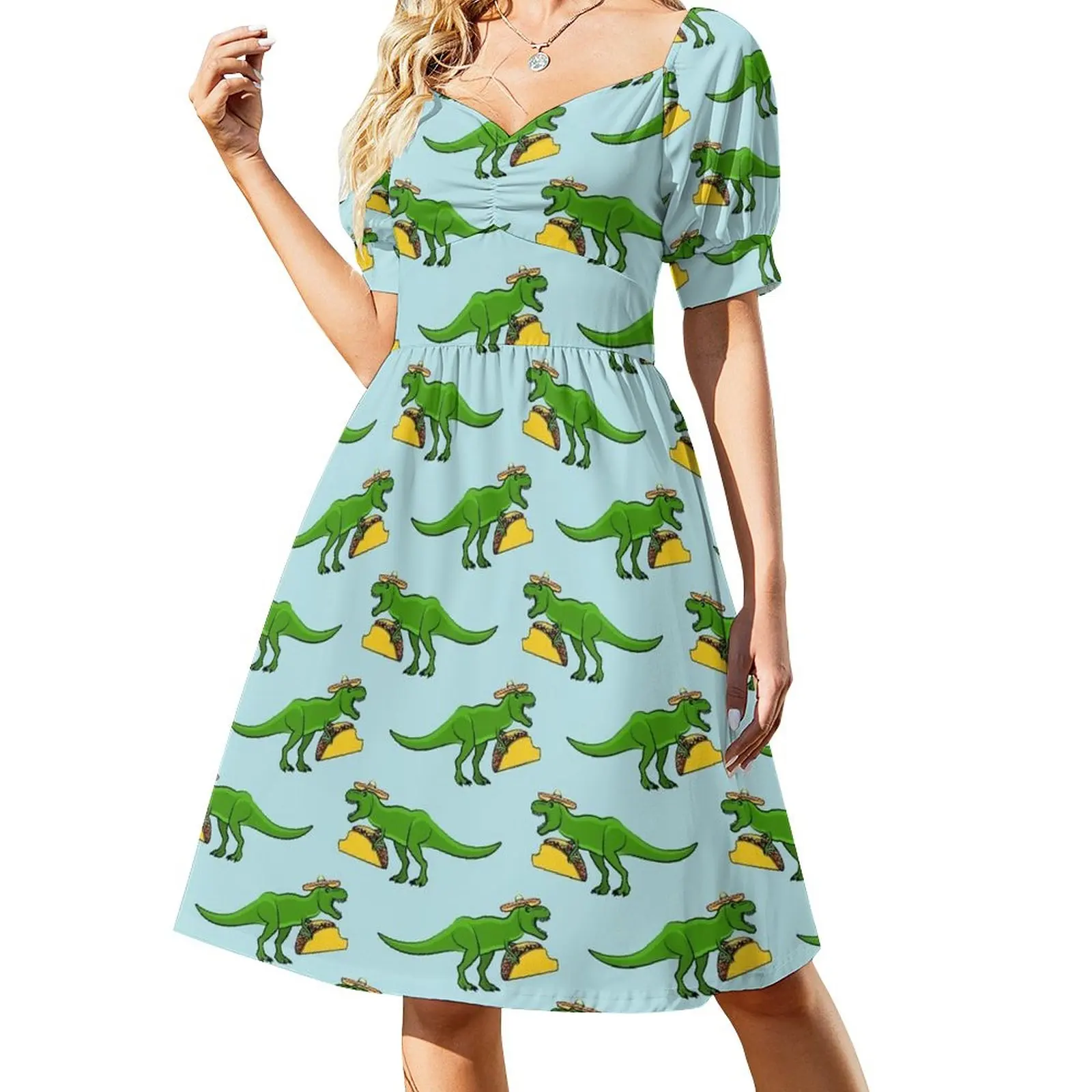 

Tyrannosaurus rex eating tacos Dress dresses for woman 2023 women long dresses